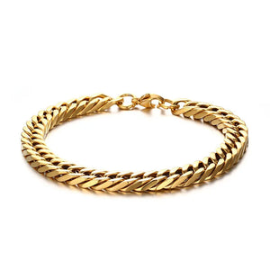 Gold Stainless Steel Hand Chain Bracelet for Men
