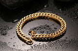 Gold Stainless Steel Hand Chain Bracelet for Men