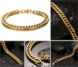 Gold Stainless Steel Hand Chain Bracelet for Men