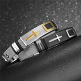 Gold Cross Bracelet Stainless Steel Men Jewelry