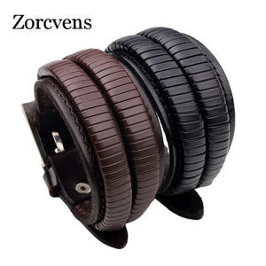 Vintage Leather Men Bracelets Wide Cuff Wristband Bangles