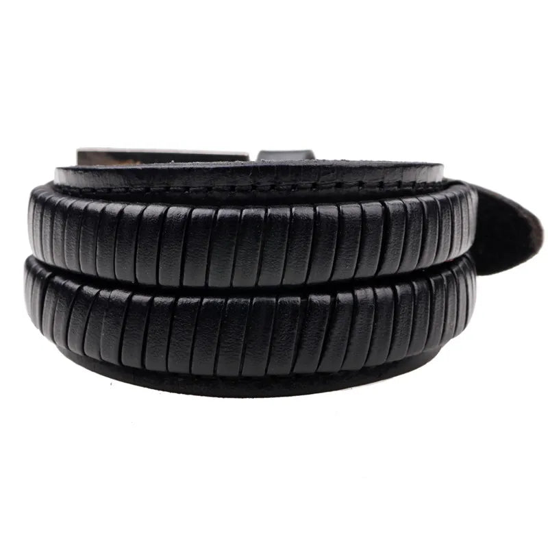 Vintage Leather Men Bracelets Wide Cuff Wristband Bangles
