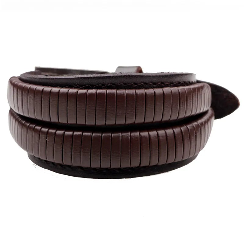 Vintage Leather Men Bracelets Wide Cuff Wristband Bangles