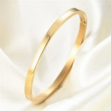 4mm Stainless Steel Thin Bangle Bracelet Glossy Stackable for Women