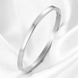 4mm Stainless Steel Thin Bangle Bracelet Glossy Stackable for Women