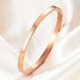 4mm Stainless Steel Thin Bangle Bracelet Glossy Stackable for Women