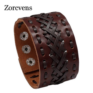 Woven Leather Bracelet Men Bangle Jewelry Gift