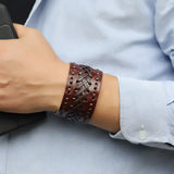 Woven Leather Bracelet Men Bangle Jewelry Gift