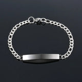 Engrave Name Date ID Bracelet Silver Stainless Steel