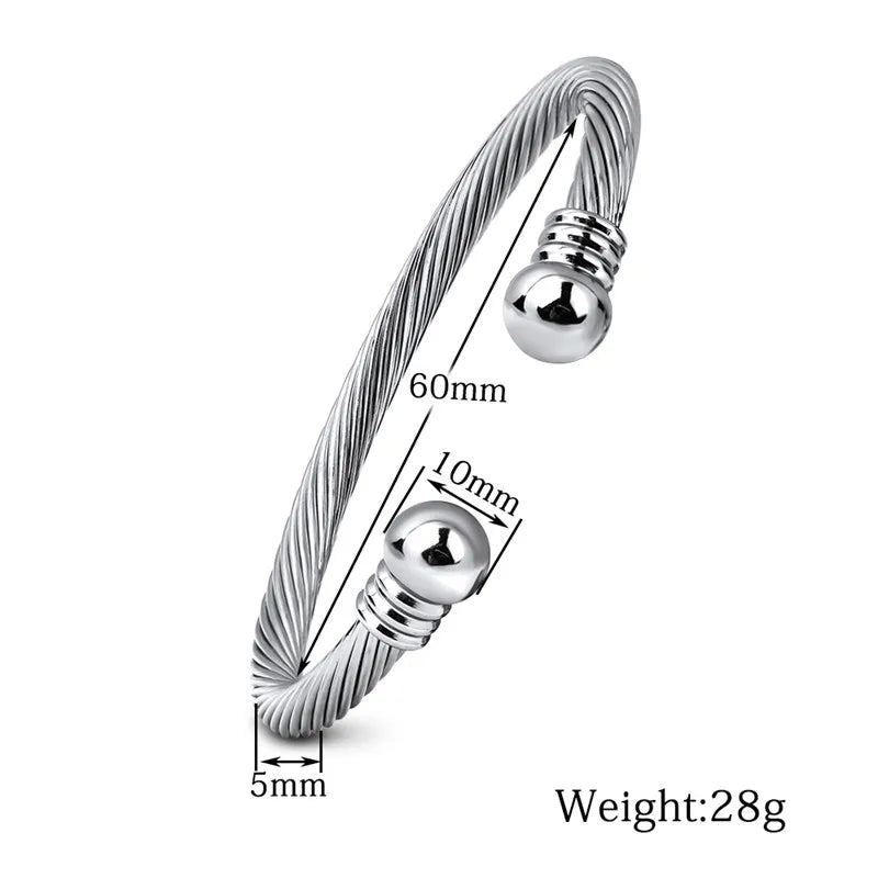Twisting Line Stainless Steel Bracelets for Women
