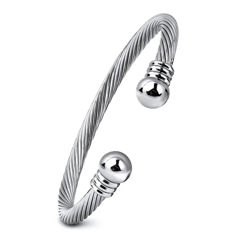 Twisting Line Stainless Steel Bracelets for Women