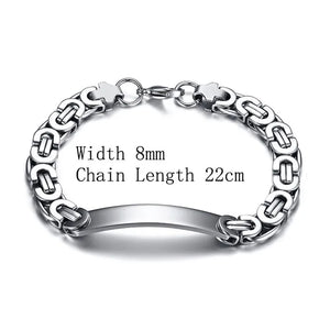 316L Stainless Steel Byzantine Chain Bracelet Bangle 6/8/11mm
