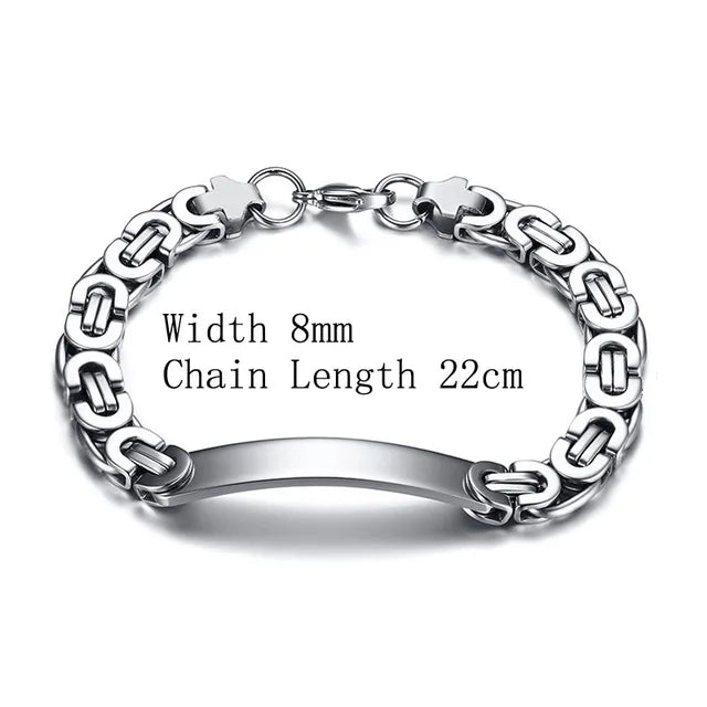 316L Stainless Steel Byzantine Chain Bracelet Bangle 6/8/11mm