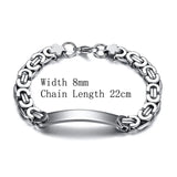 316L Stainless Steel Byzantine Chain Bracelet Bangle 6/8/11mm