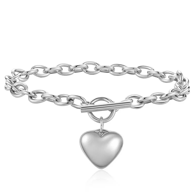 Silver Heart Bracelet for Women Lover Jewelry