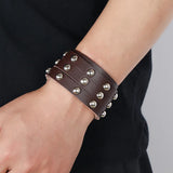 Brown Leather Cuff Bracelet for Men