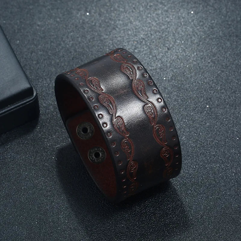 Punk Rivet Wide Leather Bracelets Rock Jewelry