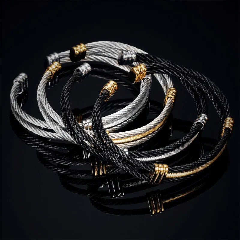 Vintage Silver Stainless Steel Wedding Bracelet for Women