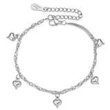 Stainless Steel Cuban Link Heart Charm Bracelet for Women - Jewelry Gift