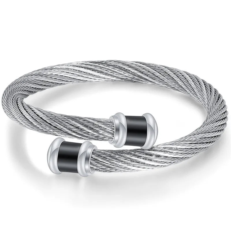 Stainless Steel Spring Bracelet Cuff Bangle for Man Woman