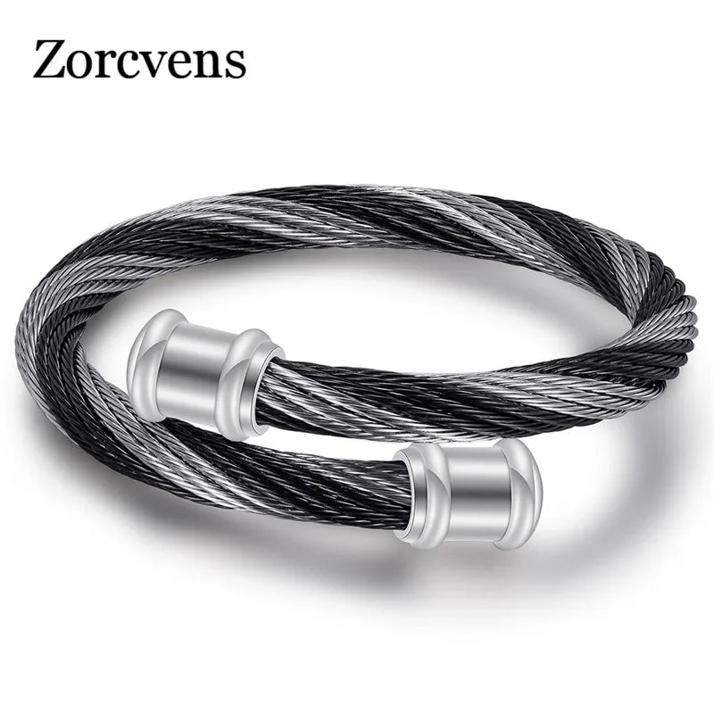 Stainless Steel Spring Bracelet Cuff Bangle for Man Woman