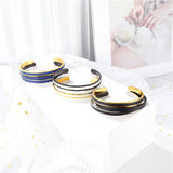 Leather Cuff Bracelets Stainless Steel Bangle Unisex Pulseras Jewelry