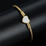 Crystal Love Heart Charm Bracelet Stainless Steel Jewelry