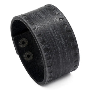 Wide Vintage Punk Leather Bracelet for Men
