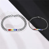 LGBT Pride Bracelet Stainless Steel Enamel Rainbow Charm Link Bracelet