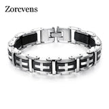 Stainless Steel Cross Symbol Charm Bracelet Men Rubber Silicone Wristband