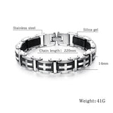 Stainless Steel Cross Symbol Charm Bracelet Men Rubber Silicone Wristband