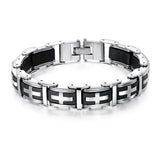 Stainless Steel Cross Symbol Charm Bracelet Men Rubber Silicone Wristband