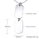 Stainless Steel Double Dog Tag Necklace Pendant ID Men Jewelry