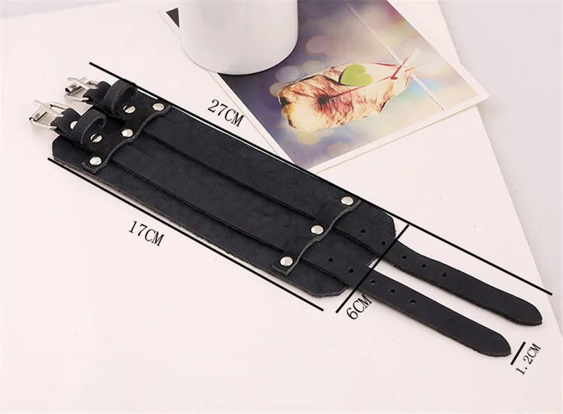 Vintage Leather Wristband Bracelets Wide Cuff Charm Bracelets