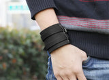 Vintage Leather Wristband Bracelets Wide Cuff Charm Bracelets