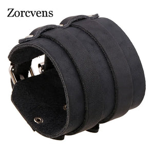 Vintage Leather Wristband Bracelets Wide Cuff Charm Bracelets