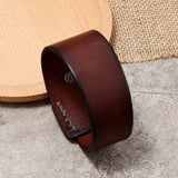 Vintage Irregular Leather Bracelets Wide Brown Cuff Wrap Bracelets