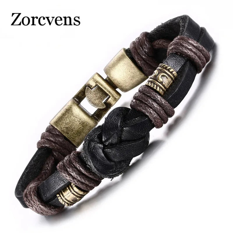 Vintage Leather Bracelet with Bronze Buckle