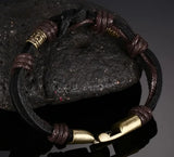 Vintage Leather Bracelet with Bronze Buckle