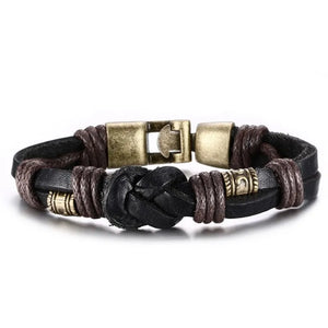 Vintage Leather Bracelet with Bronze Buckle