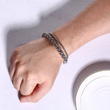 Wheat Spiga Box Double Link Chain Bracelet Men Stainless Steel Punk Hip-hop