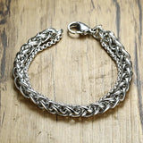 Wheat Spiga Box Double Link Chain Bracelet Men Stainless Steel Punk Hip-hop
