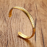 8MM Stainless Steel Open Wheat Bangle Bracelet for Women