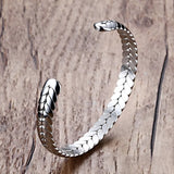 8MM Stainless Steel Open Wheat Bangle Bracelet for Women
