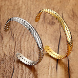 8MM Stainless Steel Open Wheat Bangle Bracelet for Women