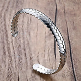 8MM Stainless Steel Open Wheat Bangle Bracelet for Women