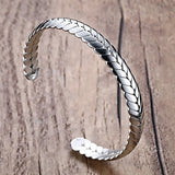 8MM Stainless Steel Open Wheat Bangle Bracelet for Women