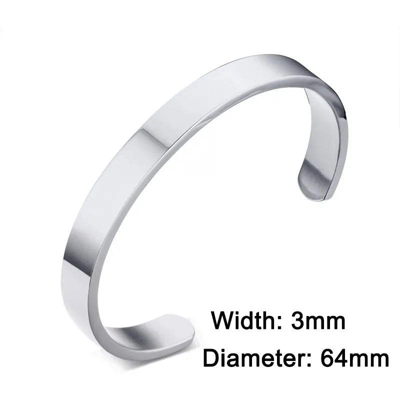 8mm Stainless Steel Bracelet Bangle Men Silver/Gold/Black/Rose