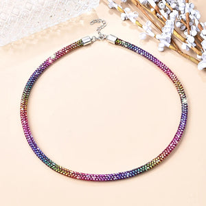 ZOSH Colorful Rhinestone Choker Necklace for Women