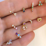 10Pcs Boho Geometric Moon Arrow Earrings Set Punk Stud Earring